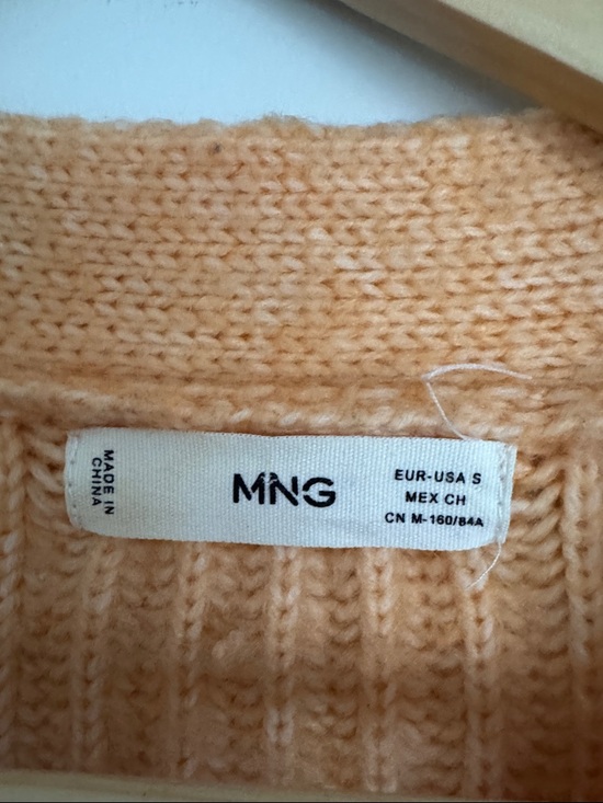 Mango Light Peach Ribbed Button-Front Cardigan - Picture 2 of 5